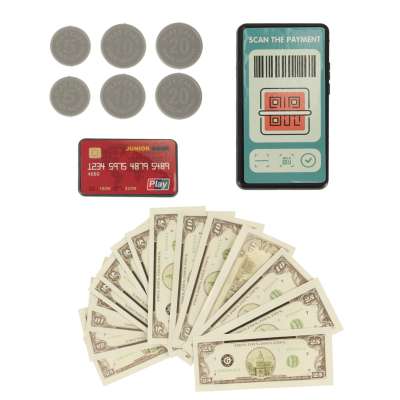 Cash register for children supermarket shop scanner calculator basket with accessories 36 el.