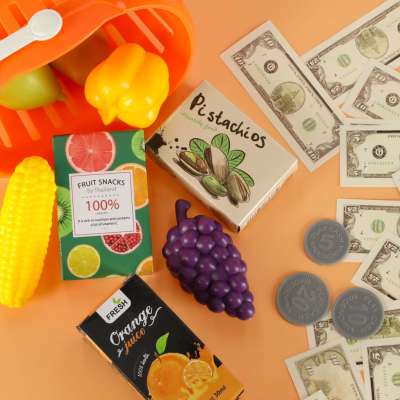 Cash register for children supermarket shop scanner calculator basket with accessories 36 el.