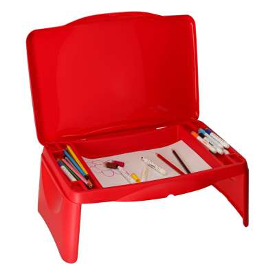 Children's car table with storage compartment red