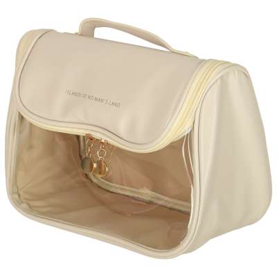 Cosmetic bag travel organiser beige