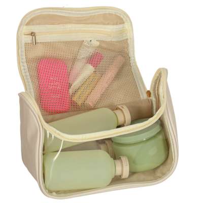 Cosmetic bag travel organiser beige