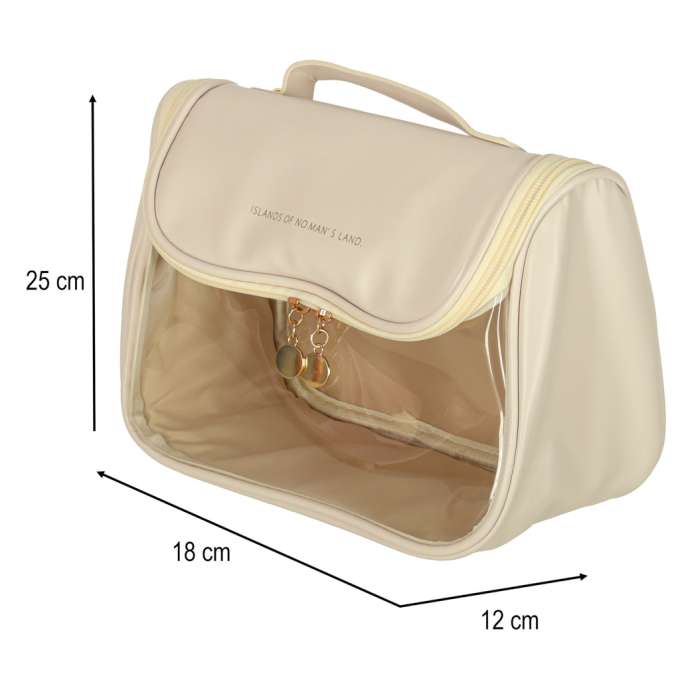 Cosmetic bag travel organiser beige