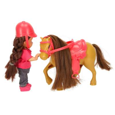Doll and horse girl set pink 4 el.
