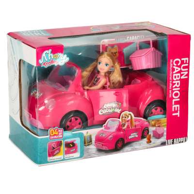 Doll car convertible pink 4 el.