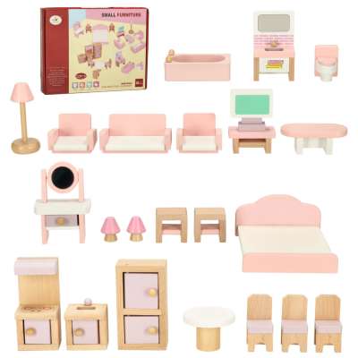 Dolls' house furniture wooden pink