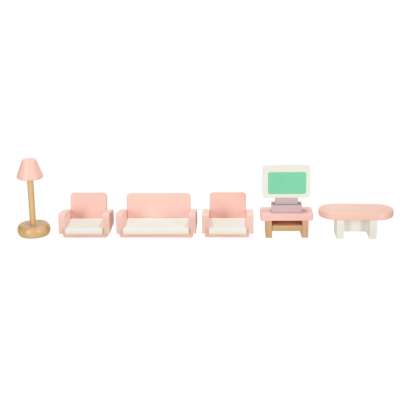Dolls' house furniture wooden pink