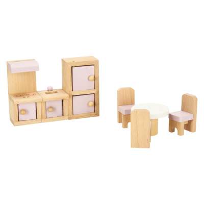 Dolls' house furniture wooden pink