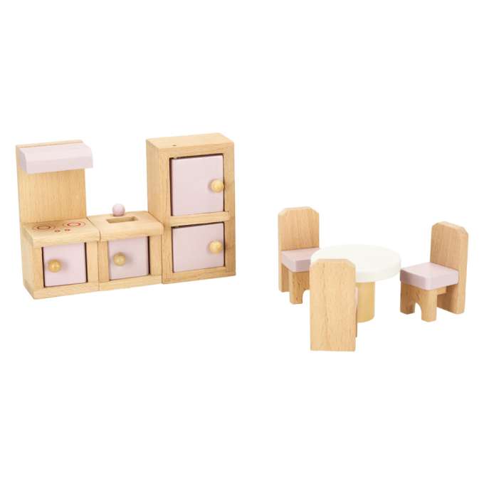 Dolls' house furniture wooden pink