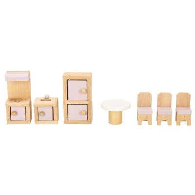 Dolls' house furniture wooden pink
