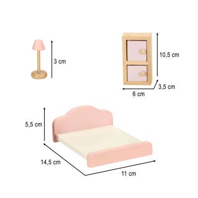 Dolls' house furniture wooden pink