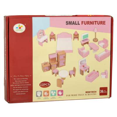 Dolls' house furniture wooden pink