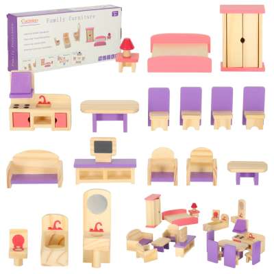 Dolls' house furniture wooden purple