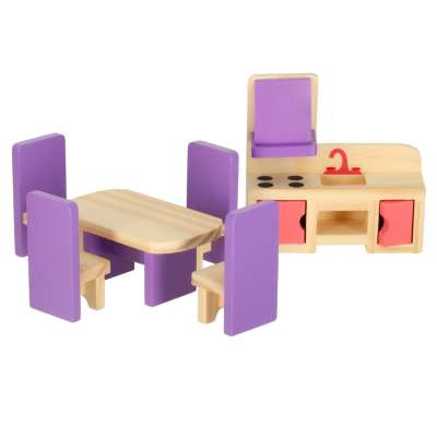 Dolls' house furniture wooden purple