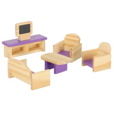 Dolls' house furniture wooden purple