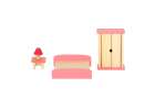 Dolls' house furniture wooden purple 7