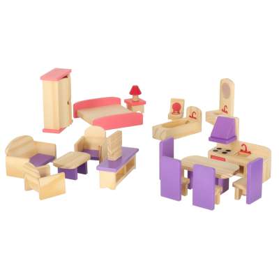 Dolls' house furniture wooden purple