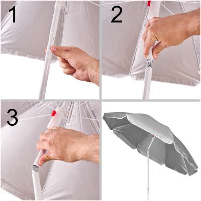 Garden beach umbrella adjustable foldable UV 150cm gray