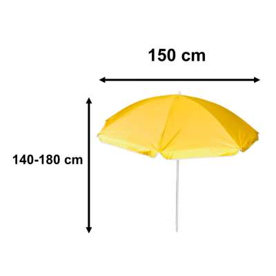 Garden beach umbrella adjustable foldable UV 150cm yellow