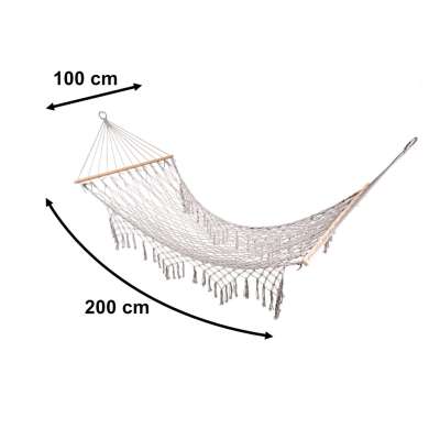 Garden hammock boho mesh tassel hanging lounger macramé 200cm grey