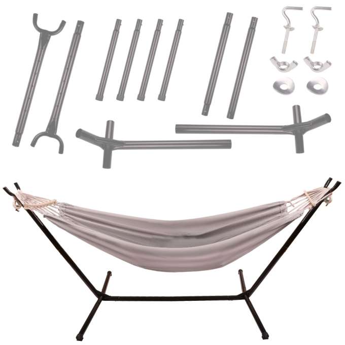 Garden hammock with frame two-person swing rack hammock stand large strong 200cm 150kg