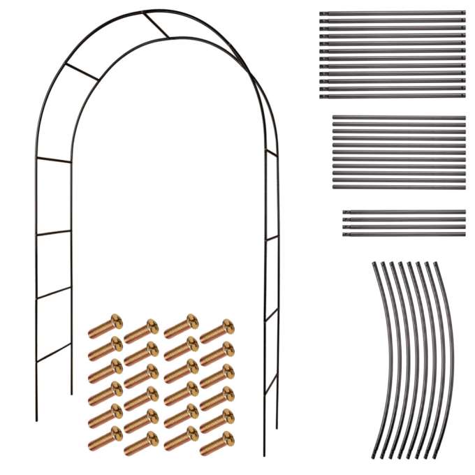 Garden pergola arch holder for roses flowers ivy creepers metal 240 x 140 cm
