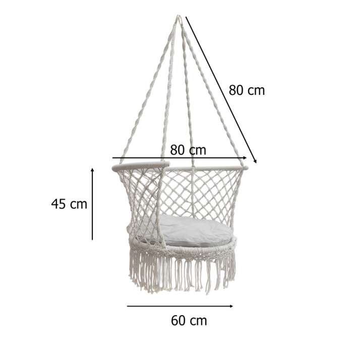 Garden swing Stork's nest with backrest grey 80 cm 150 kg