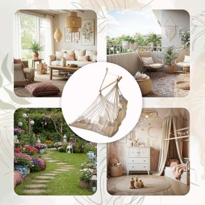 Hammock Brazilian chair with footrest 130cm beige