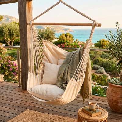 Hammock Brazilian chair with footrest 130cm beige