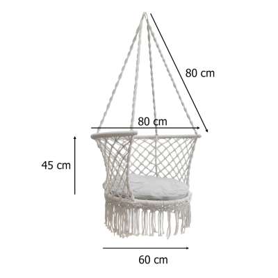 Huśtawka ogrodowa bocianie gniazdo z oparciem ogrodowa szare 80 cm 150 kg