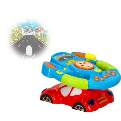 Interactive steering wheel sounds lights projector