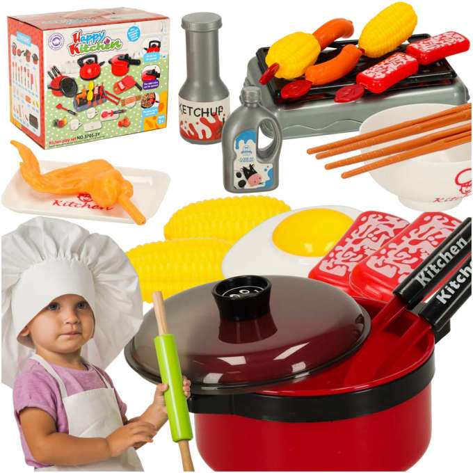Cooking set for children dishes kitchen accessories set of 35 pieces