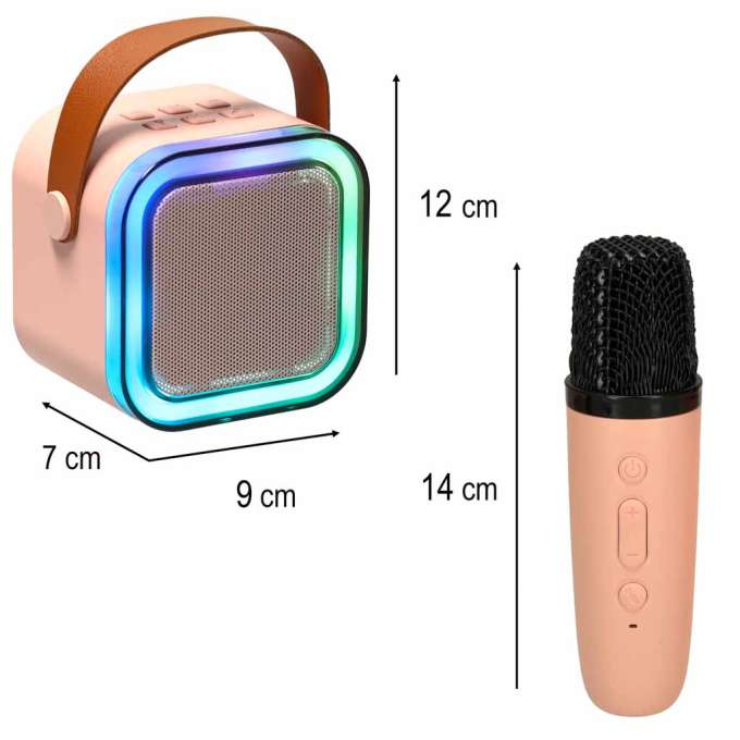 Karaoke set Bluetooth speaker microphone USB LED 6W pink