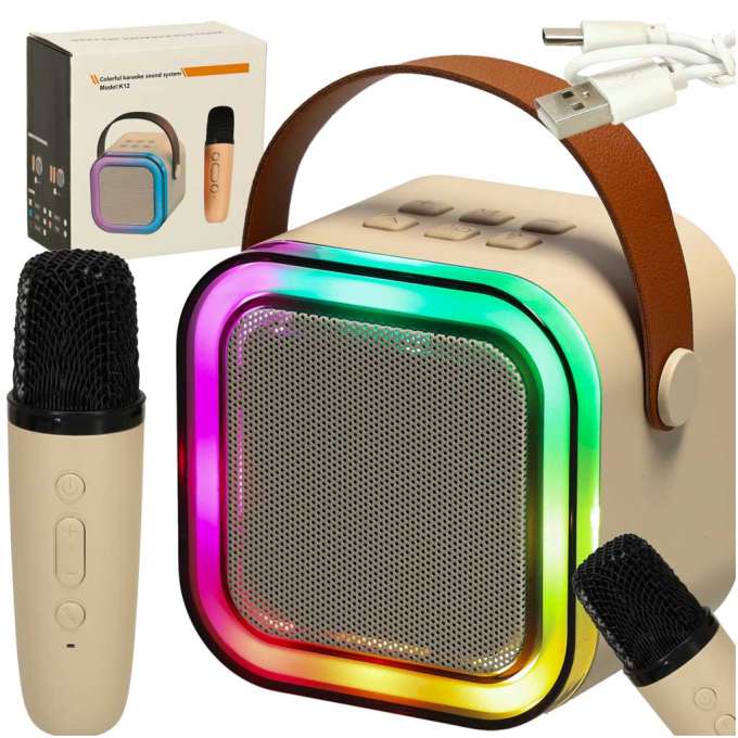 Karaoke speaker with microphone gold
