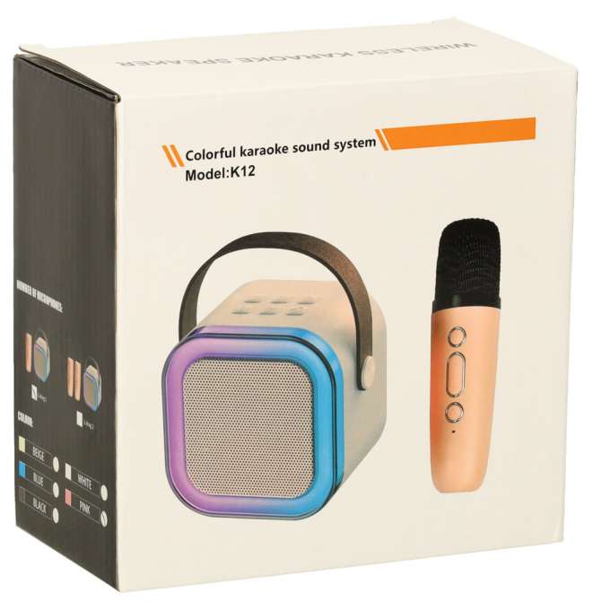 Karaoke speaker with microphone pink