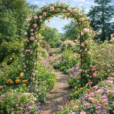 LUARO Garden pergola arch holder for roses flowers ivy creepers metal 240 x 140 cm