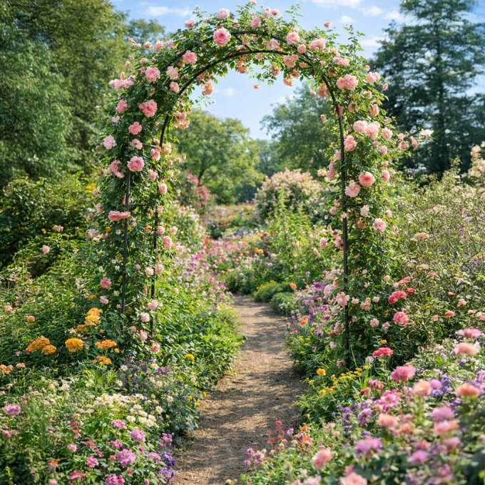 LUARO Garden pergola arch holder for roses flowers ivy creepers metal 240 x 140 cm