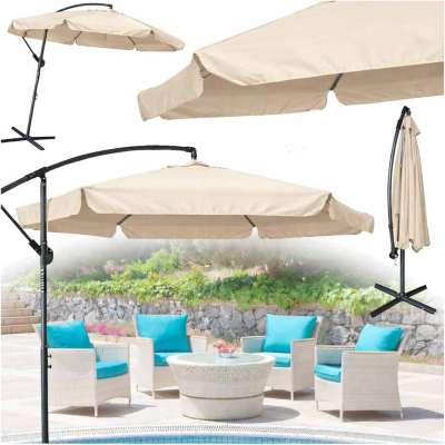 LUARO Garden umbrella large folding umbrella with boom 290cm beige