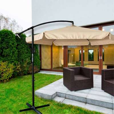 LUARO Garden umbrella large folding umbrella with boom 290cm beige