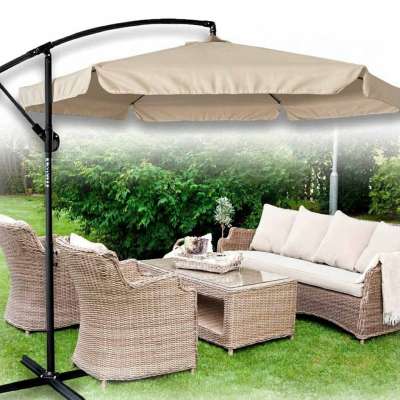 LUARO Garden umbrella large folding umbrella with boom 290cm beige