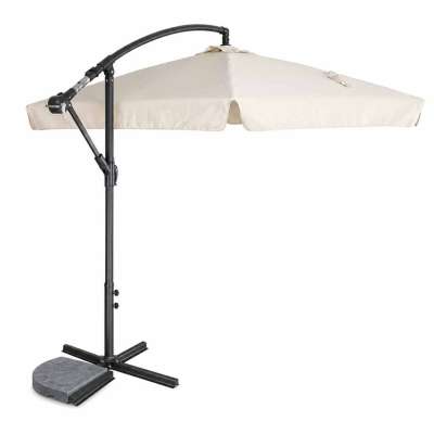 LUARO Garden umbrella large folding umbrella with boom 290cm beige