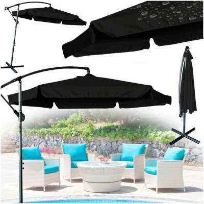 LUARO Garden umbrella large folding umbrella with boom 290cm black