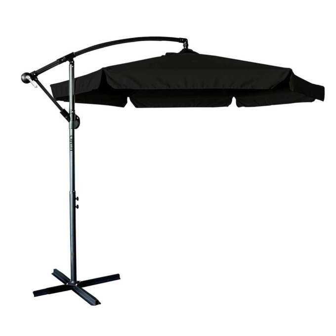 LUARO Garden umbrella large folding umbrella with boom 290cm black