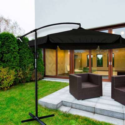LUARO Garden umbrella large folding umbrella with boom 290cm black