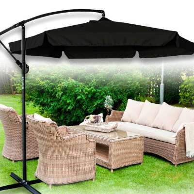 LUARO Garden umbrella large folding umbrella with boom 290cm black