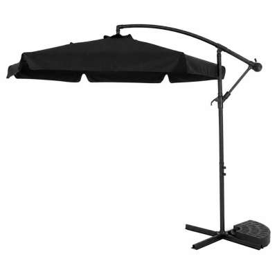 LUARO Garden umbrella large folding umbrella with boom 290cm black