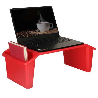 Laptop table with organiser red