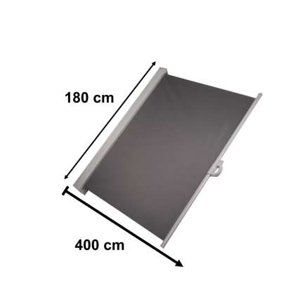 Lateral terrace awning retractable screen 180 grey
