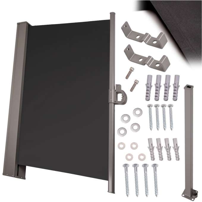 Lateral terrace awning retractable screen 180 grey
