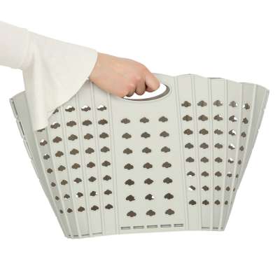 Laundry basket folding bathroom organiser grey