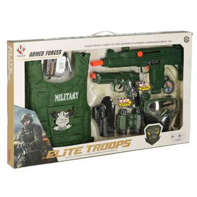 Military kit costume waistcoat rifle binoculars